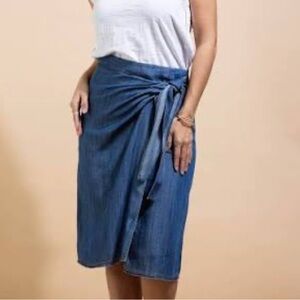 Tribal wrap tencel denim skirt sz 6 New